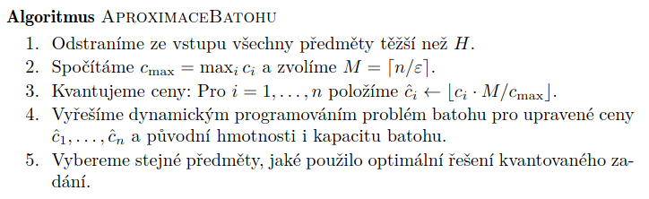 Aproximační algoritmus pro problém batohu